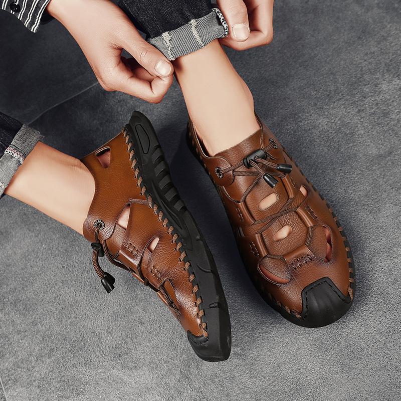 Fashion 2025 Summer Hot Selling Men's Leather Casual Shoes High-quality Handmade Sole Sandals Outdoor Beach Camping Shoes for Men’s