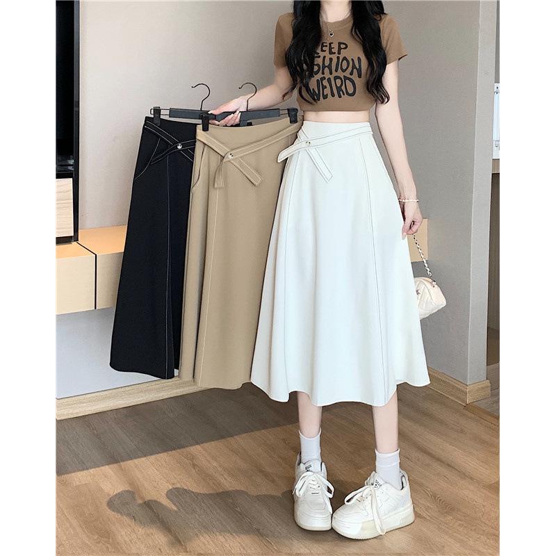 Plus Size High-Waisted A-Line Midi Skirt - New Style, Hip-Covering, Slimming Umbrella Design for Women