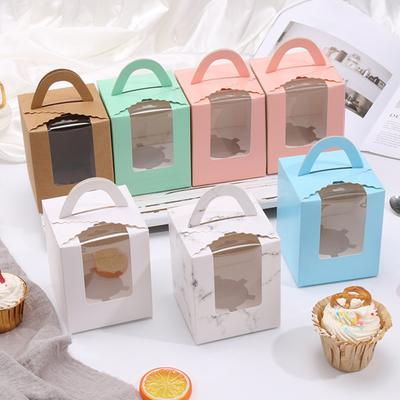 10Pcs Cupcake Boxes with Inserts Windowed Cupcake Holders Stackable Deep Cupcake Carrier Food Grade Containers for Home Cake Dessert Shops
