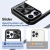 For iPhone 16 Pro Case TPU+PC Clear Phone Cover with CD-Veins Camera Lens Sliding Lid