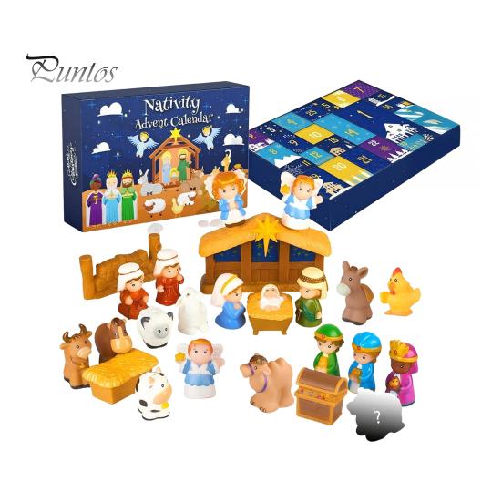 Calendario dell'Avvento di Natale per Bambini 24 Giorni Presepe Bambini, Legame Familiare con Mini Figure, Attività Festive Interattive