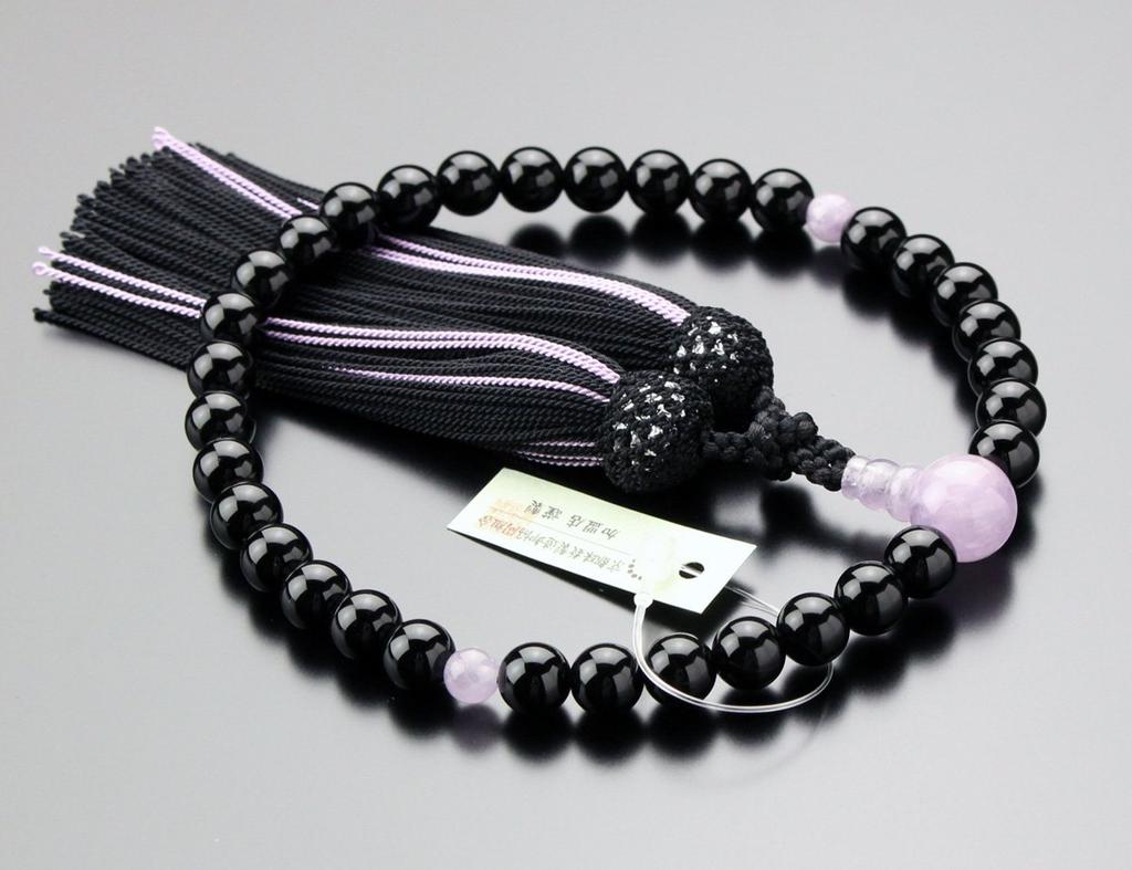 Prayer beads for approximately 8 black wisteria pure silk tassels prayer Kyoto prayer Kyoto memorial memorial natural lavender purple stone bag