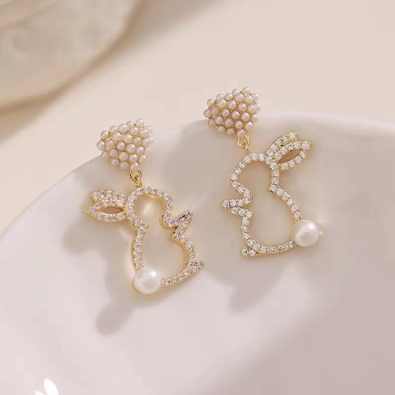 

Серьги Sweet Heart Bunny в год Кролика Женственные знаменитости Жемчуг Любовь Серьги Серьги