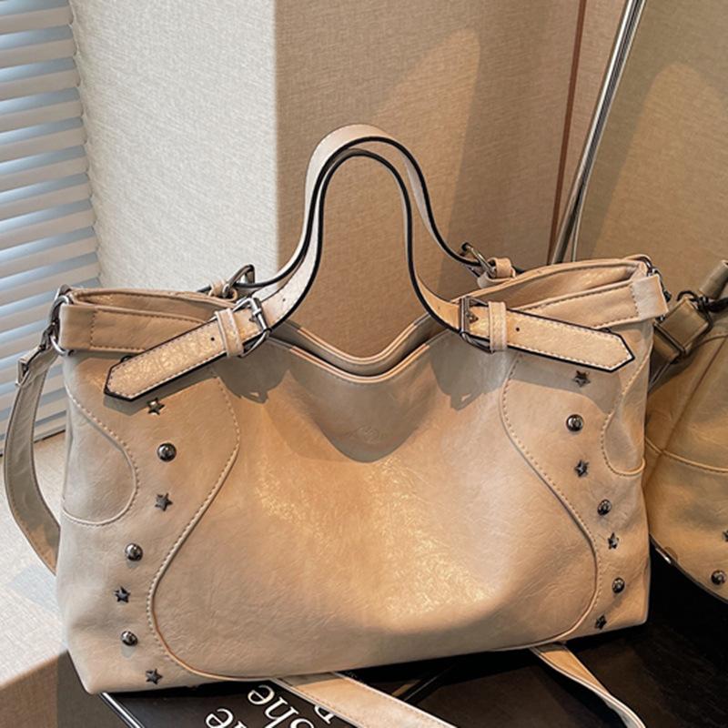 Slack-Tasche Damen neue trendige Mode öliges Leder Handtasche große Kapazität Retro Pendler Umhängetasche