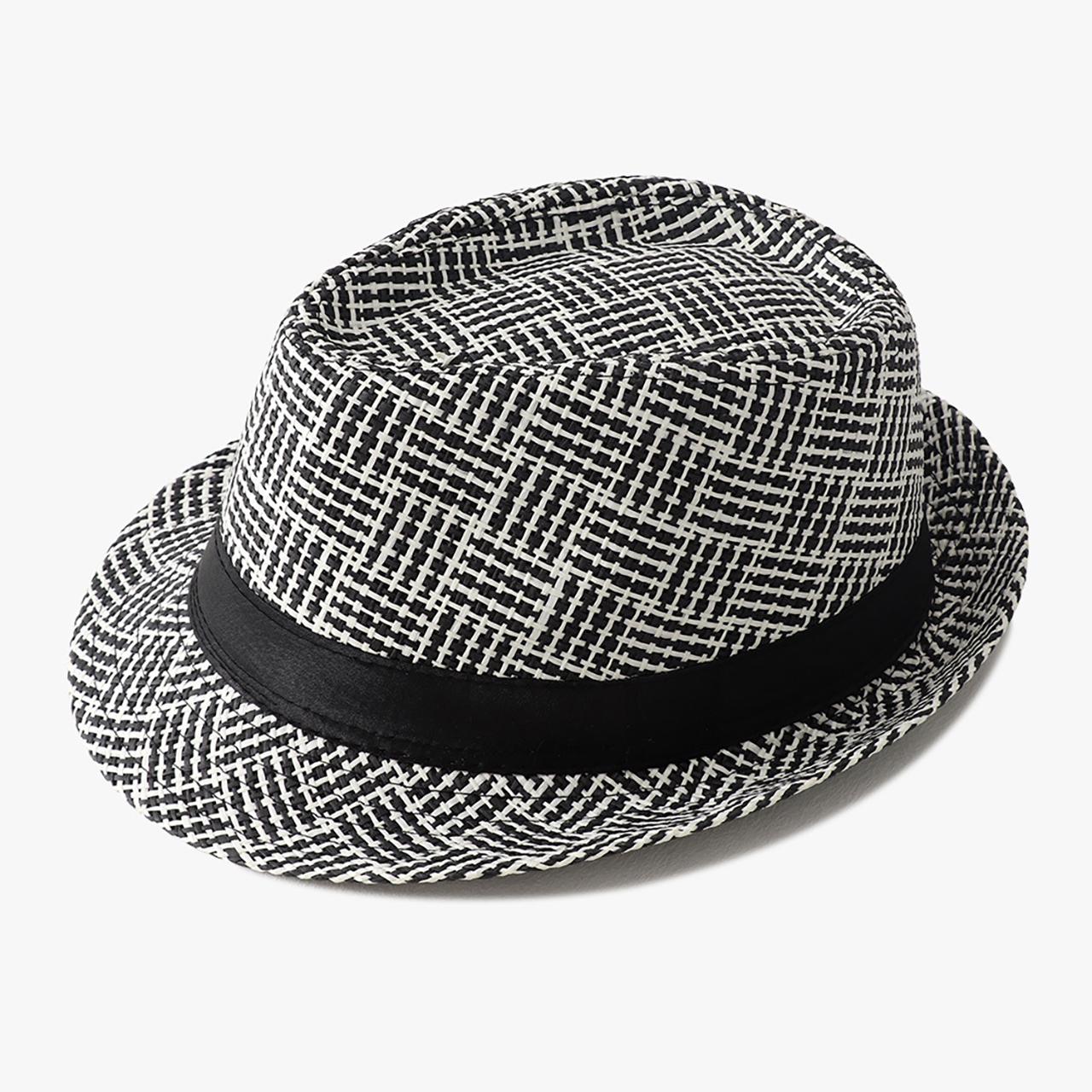 

Summer Men Straw Hat Vintage British Plaid Gentleman Hats For Man Outdoor Travel Sun Protection Cap Adult чорний