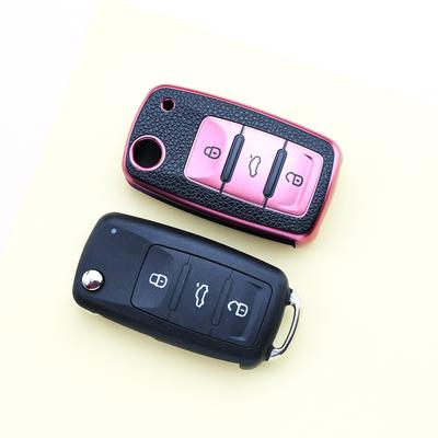 3 Tasten Für Volkswagen VW Passat Tiguan Beetle Polo Golf Caddy T5 Up Eos Skoda Octavia Seat Leon Altea TPU Leder Auto Schlüssel Etui Hülle
