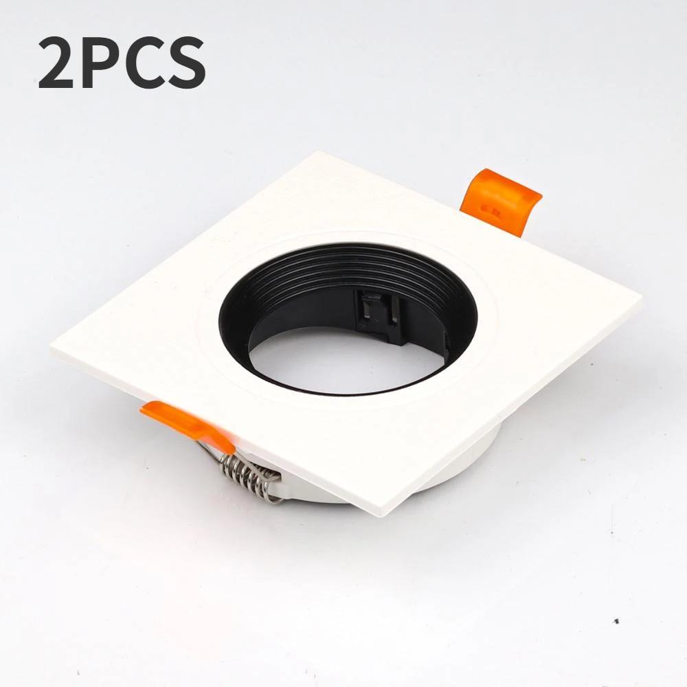 2PCS Low Price GU10 Round Square Plastic Adjustable Anti-glare Recessed Spotlight Fixture MR16Downlight Spotlight Mounting Frame