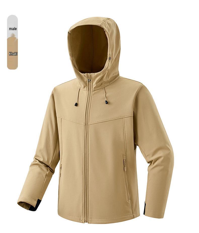 Windproof Waterproof Hooded Softshell Jacket for Outdoor Activities