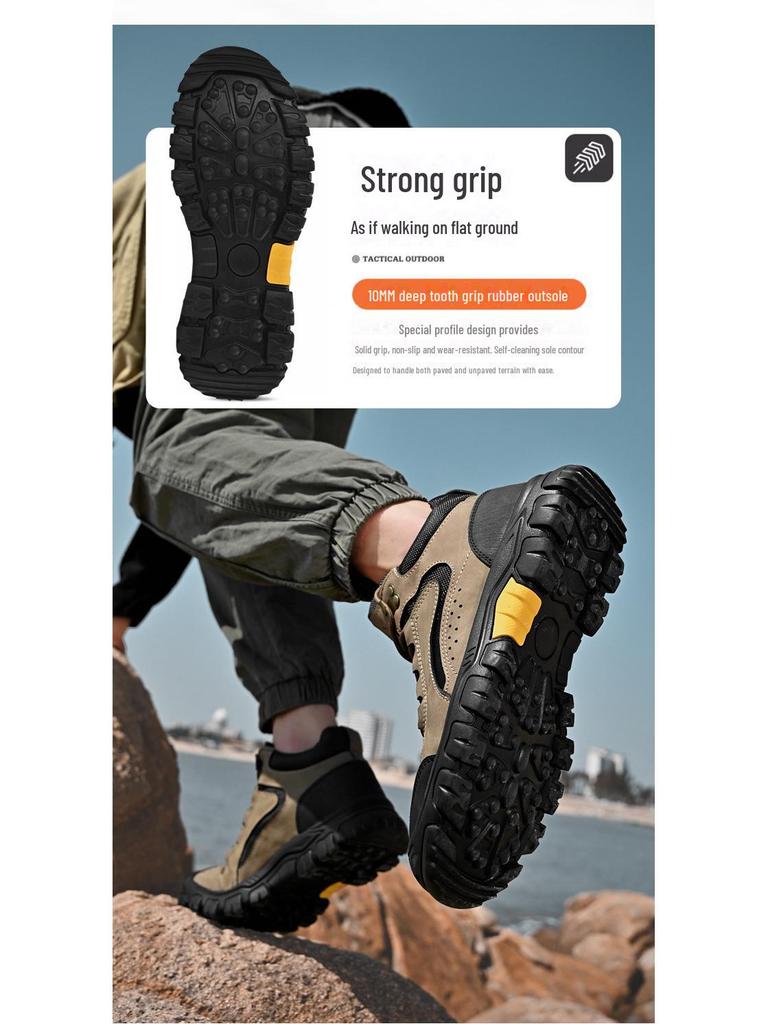 Men's Mid-Cut Plus Velvet Non-Slip Outdoor Hiking Shoes