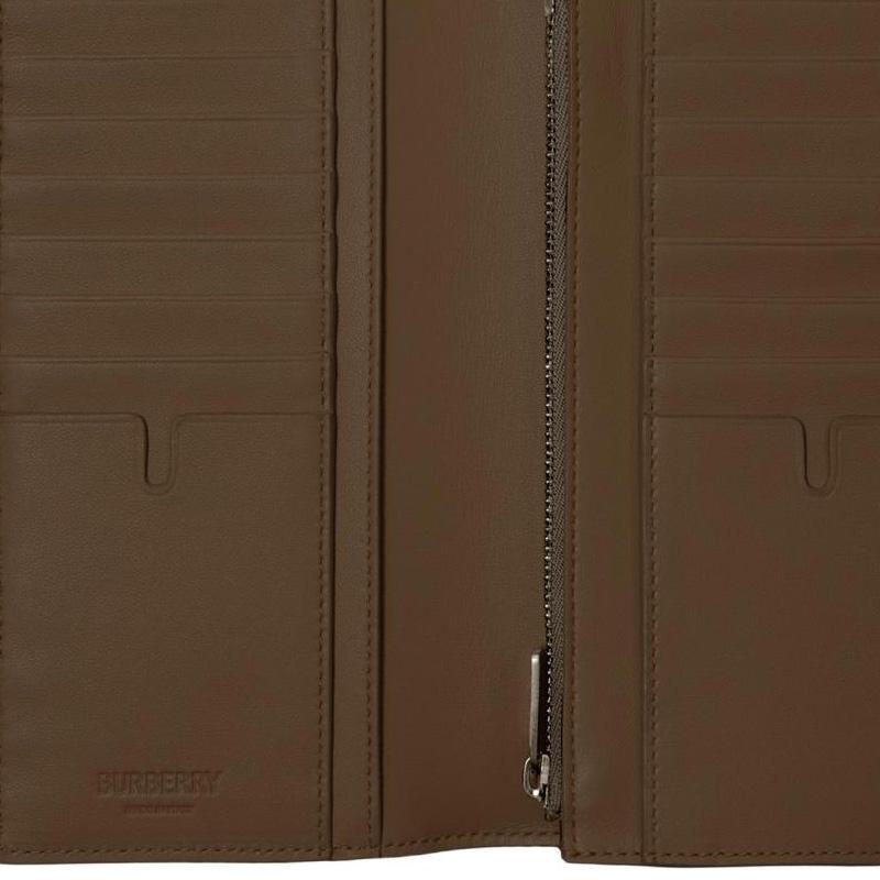 Burberry Check Double Fold Design PU Wallet Unisex Wallet Beige 80919211