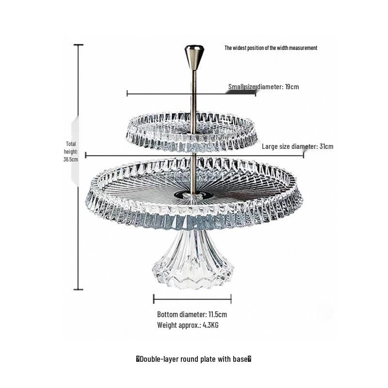 Elegant European Double-Layer Crystal Glass Dessert Stand
