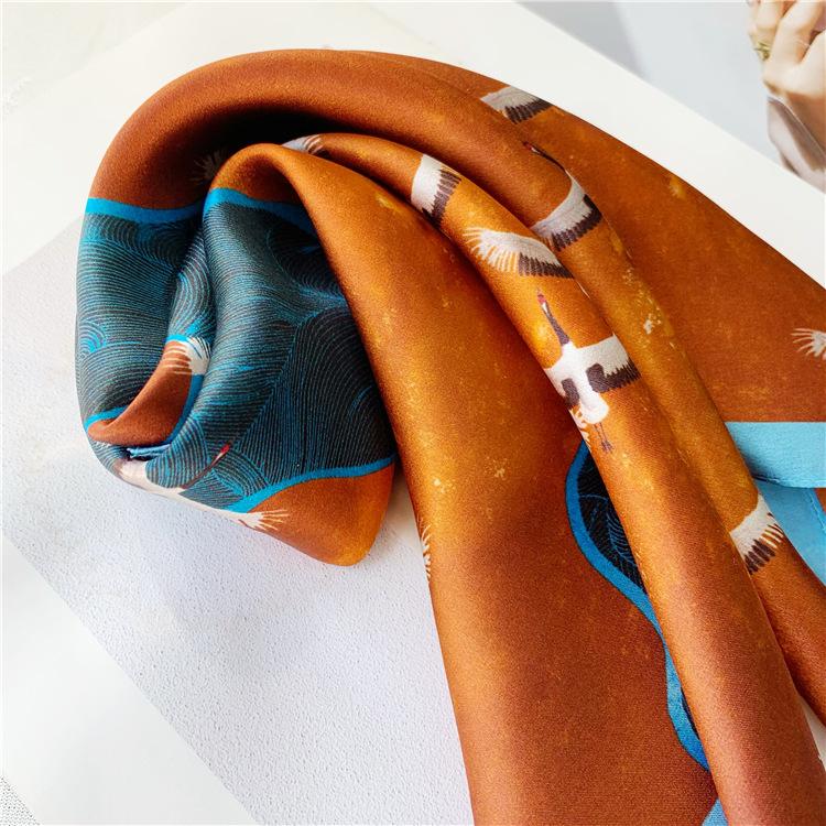 53*53 см квадратный шелковый шарф женский модный принт маленький шейный платок офисный — фото 6