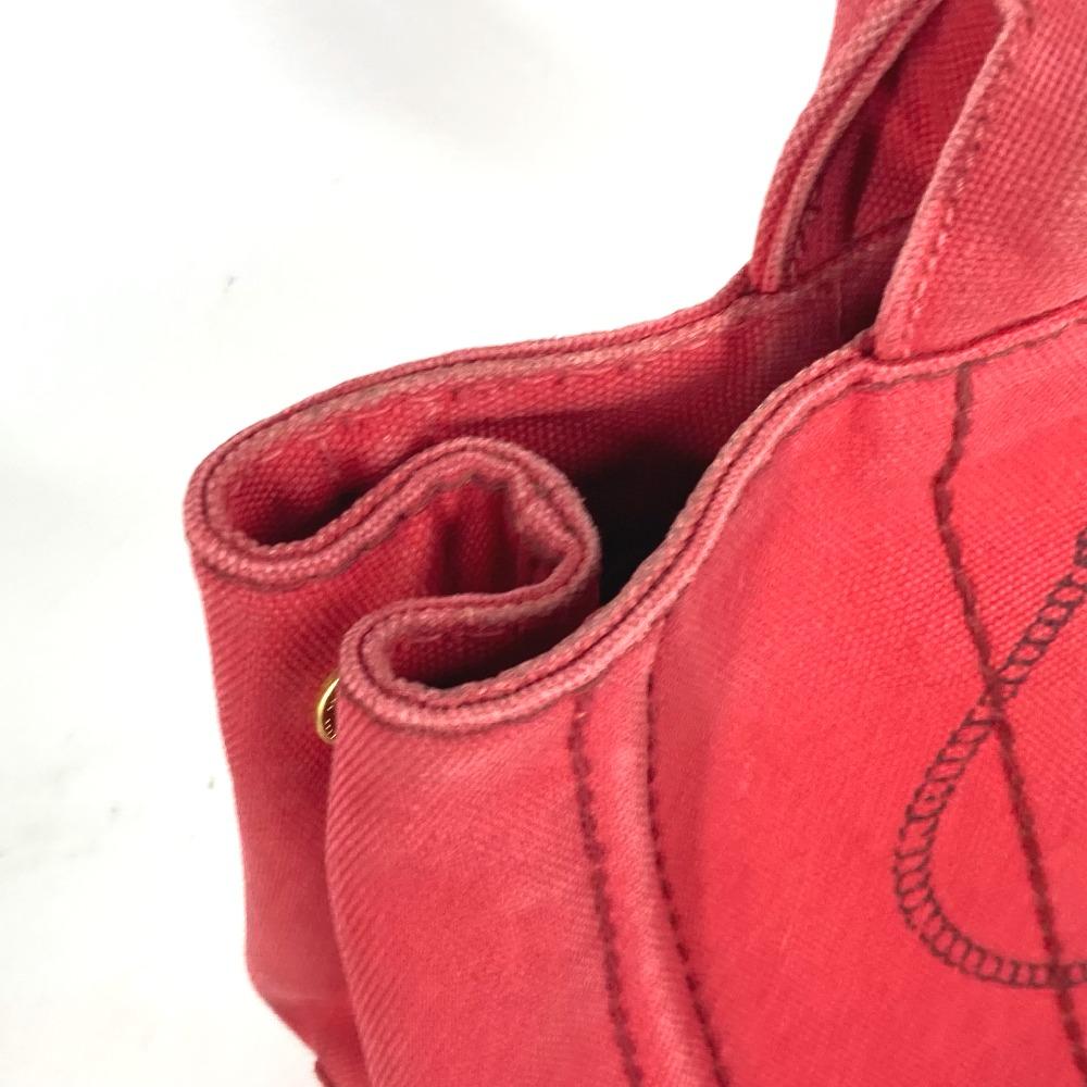 PRADA Logo Canapa SS MINI Bag Tote Bag Hand Bag Canvas Red