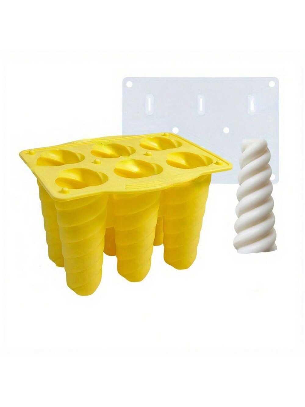 

1pcs Ice Cream Mold Homemade 6 Holes Spiral Diy Popsicle Tray Holder Ice Cube Ice Maker Ice Accessories Summer Kitchen Supplies жёлтый