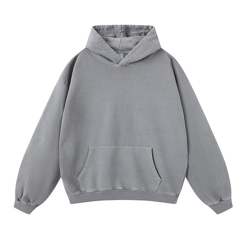 Fog Spring And Autumn American Solid Color Casual Loose Washed Boxy Hoodie Hoodie Men And Women