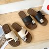Simplistic Peep-Toe Flat Sandals - Versatile Casual Summer Toe-Loop Slippers