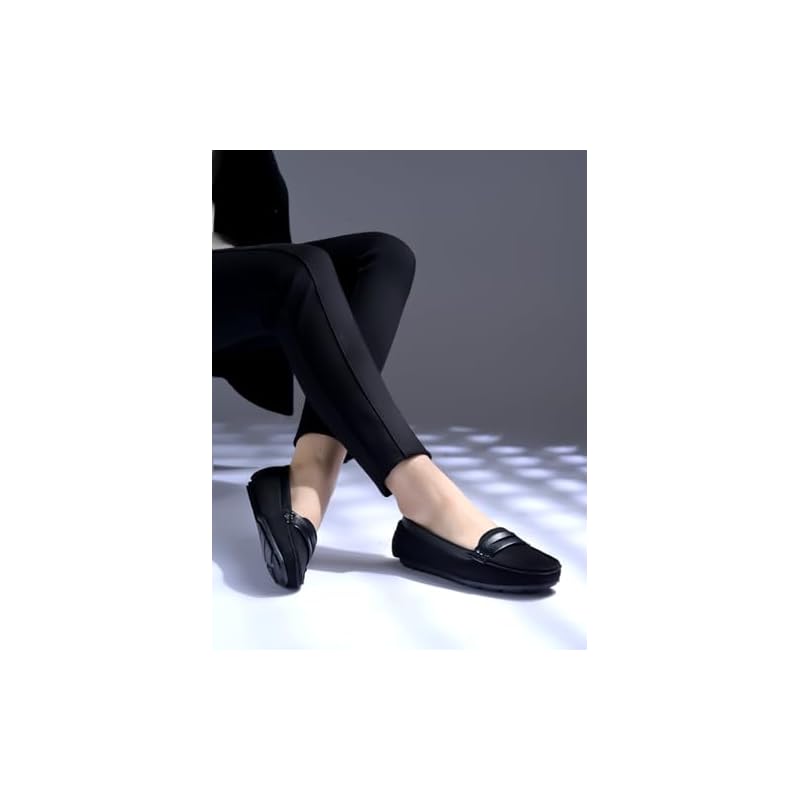 Shoetopia Upper Suede Detailed Black Loafers For Women & Girls /Eu39