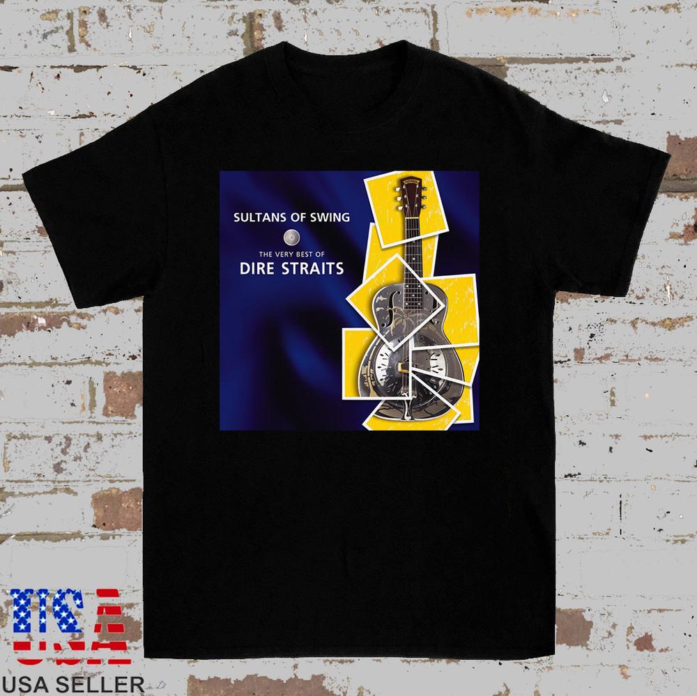 Sultans of Swing The Very Best Of DIRE STRAITS Футболка Группы Полный Размер S-5XL Унисекс Футболка XXL
