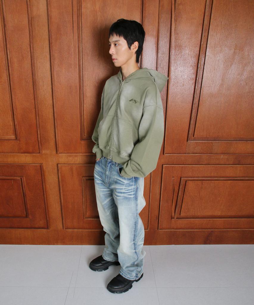 Forcesensitive Force Washed Hoodie Zip-Up Cropfit Khaki