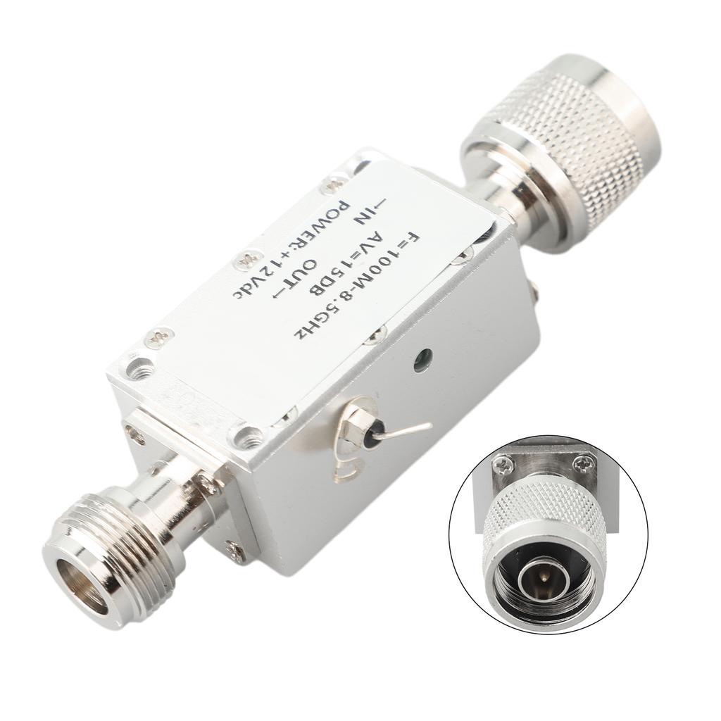 RF Signal Booster Low Noise for 100MHz 8500MHz with 30dB Gain and 15dBm Stable Output Power in CNC Metal Housing