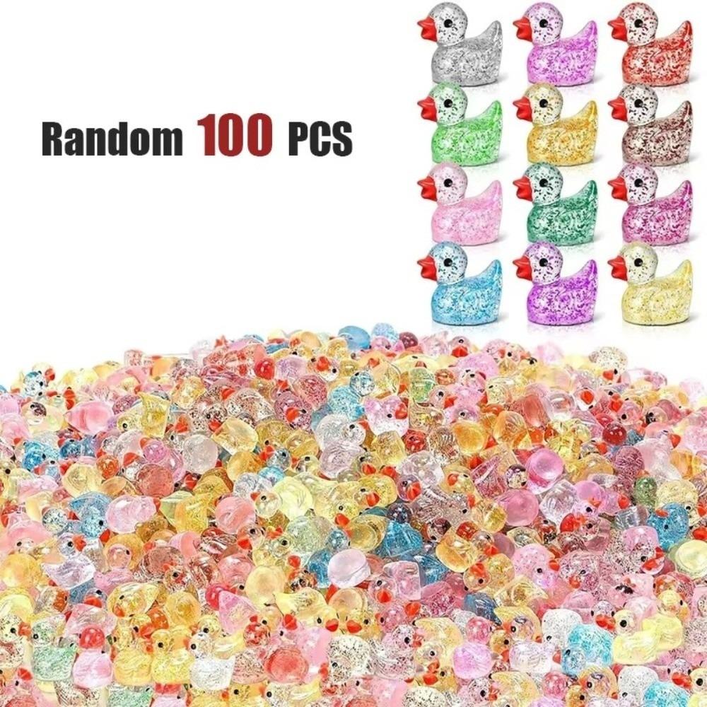 Glittering Resin Duck Figure Toy Mini Small Mini Tiny Ducks Miniature Duck Ornament Landscape