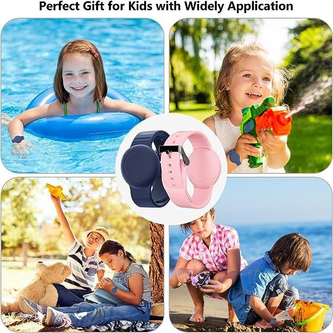 Kids Waterproof Silicone AirTag GPS Tracker Case with Strap – Compatible with Apple AirTag