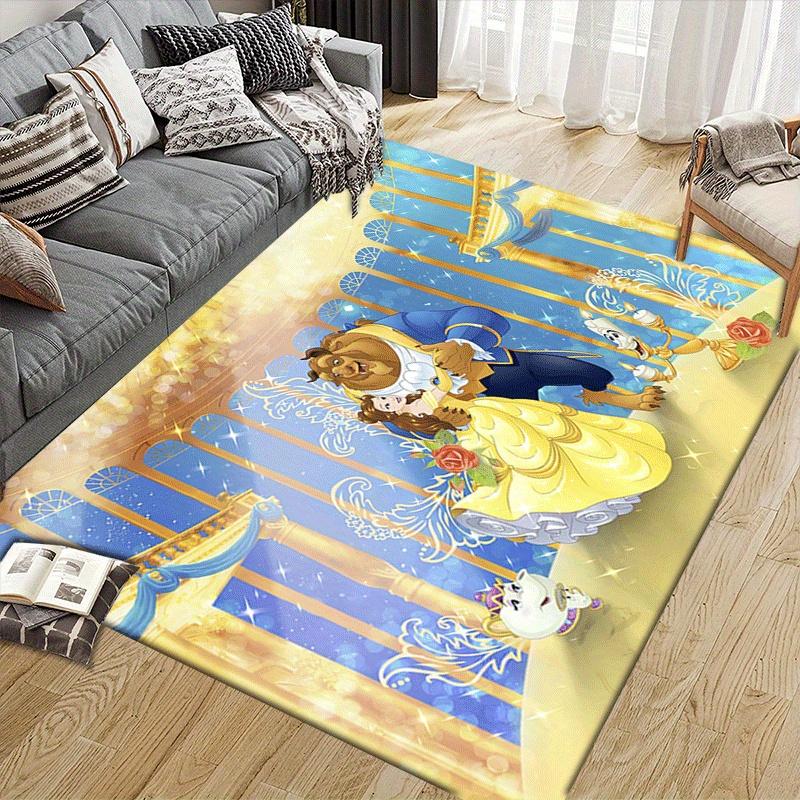 1pc Beauty and the Beast Carpet Area Rug, Bedroom, and Playroom Durable, Stain-Resistant, and Easy to Clean, Living Room