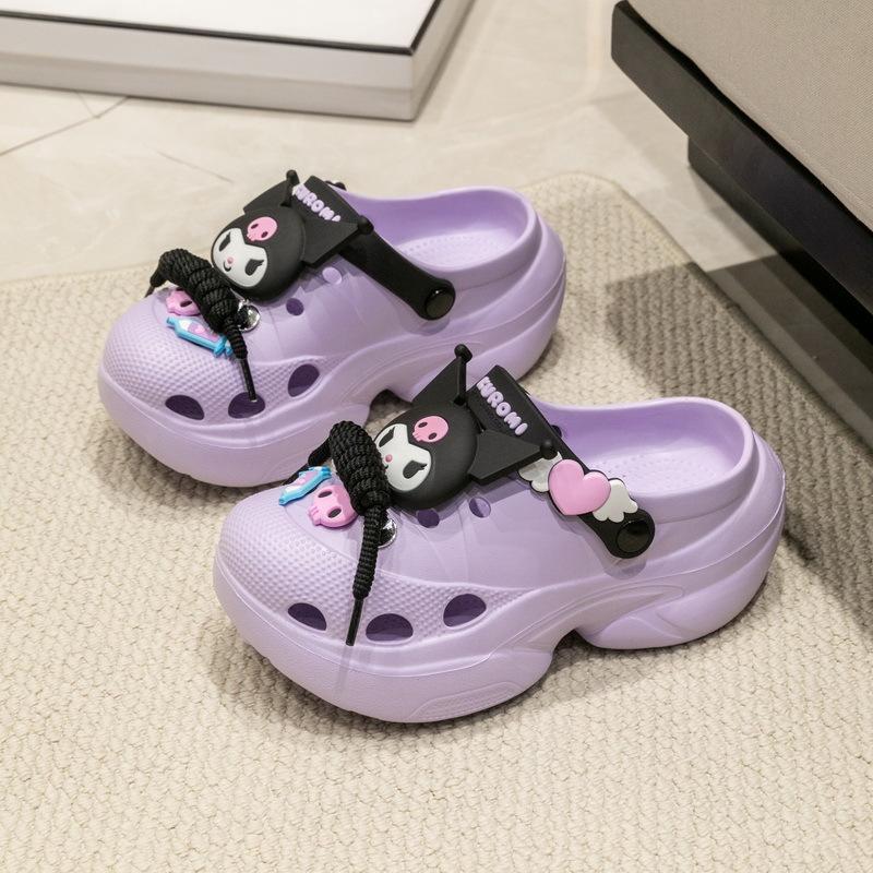 Kuromi children s summer sandals for girls, outdoor clogs for adults, non-slip cute beach sandals 35-36