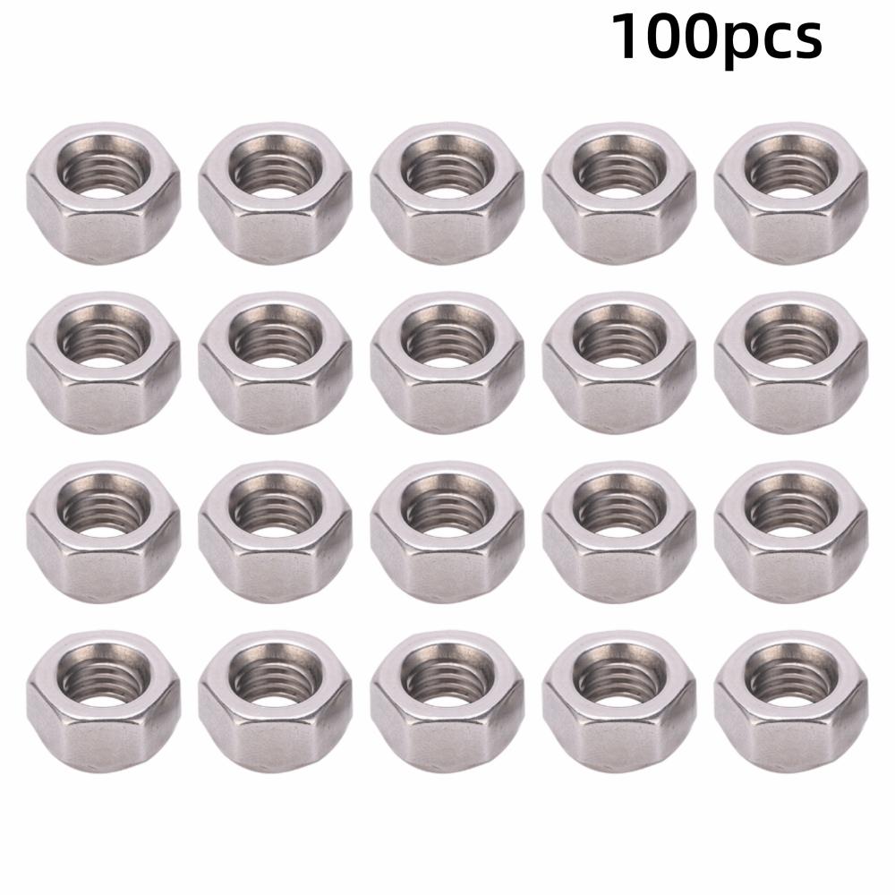 100pcs Premium Lock Nut Set Practical Stainless Steel Nut Versatile Metric Hex Nut For Bolts