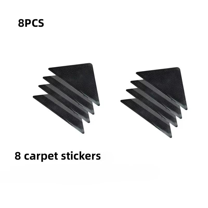 

8-piece set of triangular washable carpet clip, anti slip and reusable rubber pad, anti slip tile floor, carpet corner pad