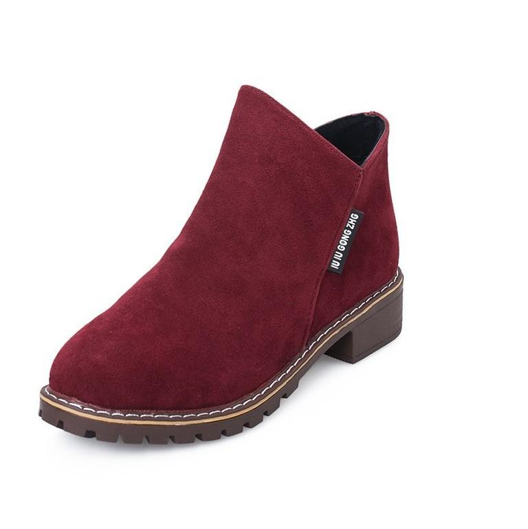 

Autumn and winter new Martin boots women s side zipper low tube short boots women s low heel college women s boots 42 бордовий