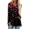 Women's Fashionable Casual Long,Sleeved Valentine's Day Print V,Neck Mid,Length Top