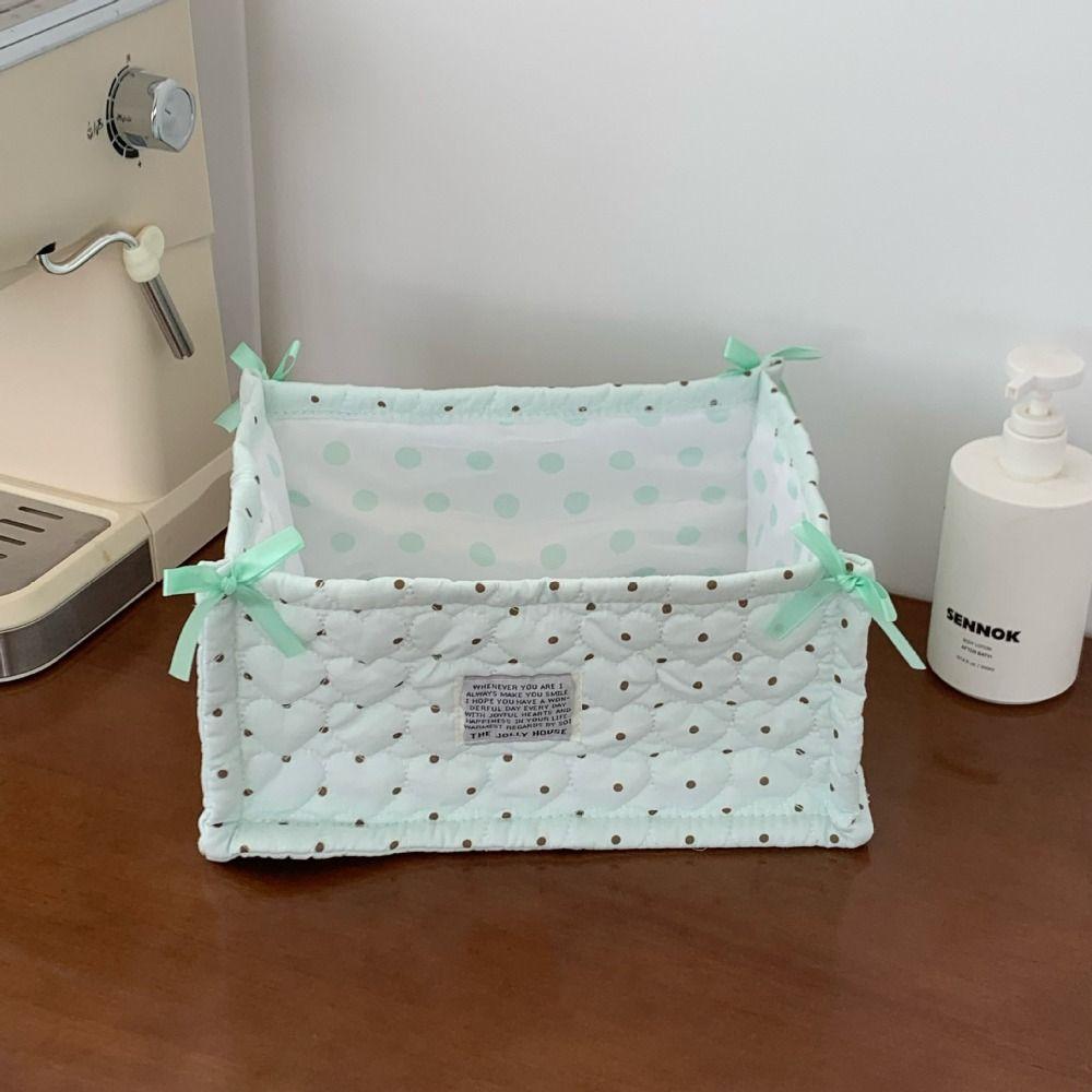 Dot Pattern Storage Box Cotton Cosmetics Snacks Organizer New Storage Basket Home Decoration