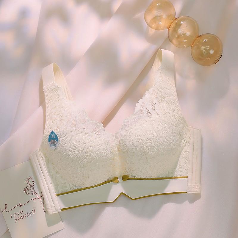 Dai Mei Zi Wire-Free Lace Push-Up Bra for Small Busts - Adjustable Anti-Sag Design 40/90 шампанского