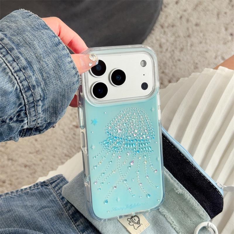

Gold-Plated Gemstone Jellyfish Case for iPhone 17/16 Pro Max/15/14 - High-End Accessory 17