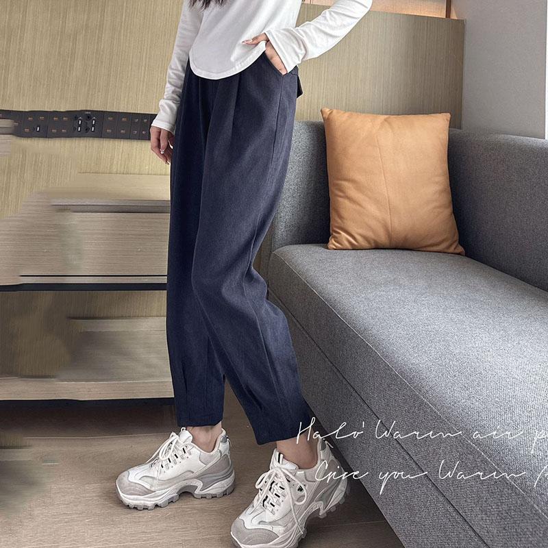 Fall Spring Women's Harem Pants Versatile Casual Loose-Fitting Corduroy Pants with Elastic Waistband Plus Size Long Pants