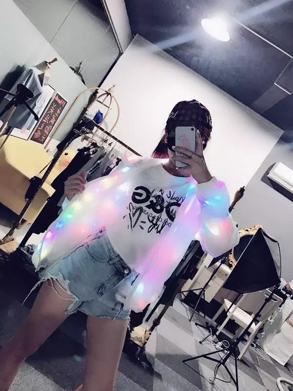Douyin LED Light-Up Hooded Jacket for Autumn/Winter: Colorful Flashing Windbreaker for Music Festivals and Bars