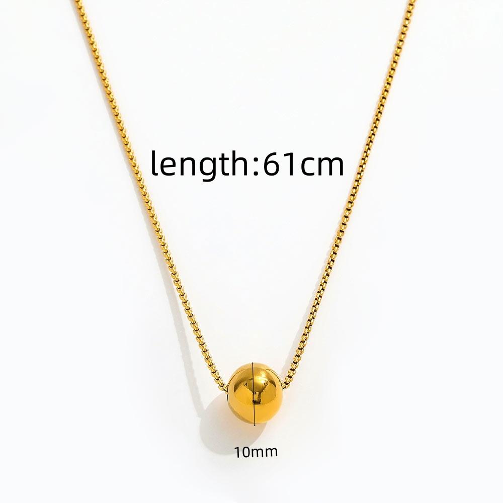 Joolim Jewelry 18K Gold Plated Ball Bead Pendant Dainty Sweater Chain Necklace Pulling Type Adjustable Stainless Steel 61cm золотой