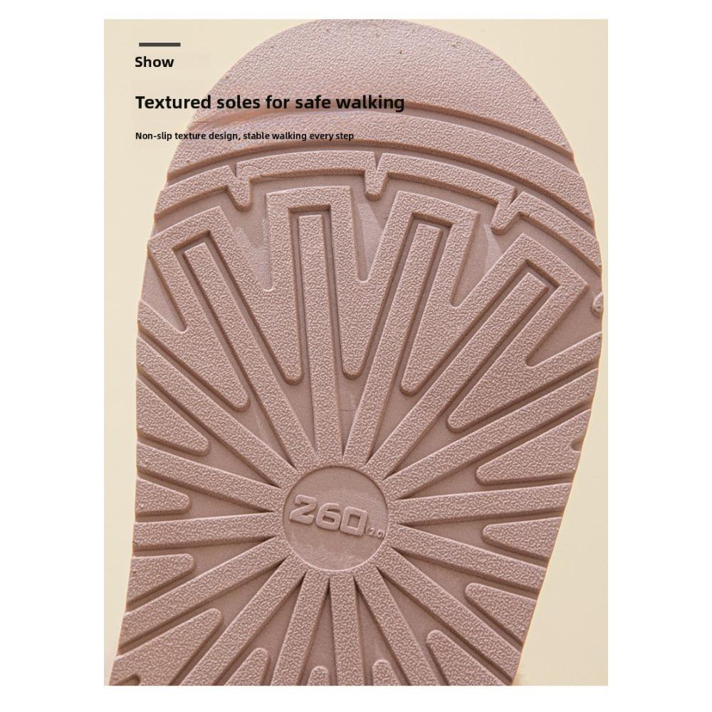 Women Winter Closed Back Fleece Cotton Slippers, Thick Sole Non-Slip Indoor Outdoor Warm Snow Boots