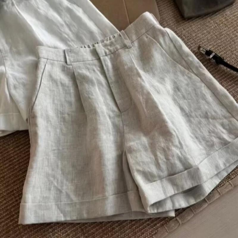 Zose Breathable Linen-Blend Wide-Leg Shorts