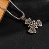 Men's Vintage Stainless Steel Four-Leaf Cross Knot Pendant Necklace with Long Box Chain