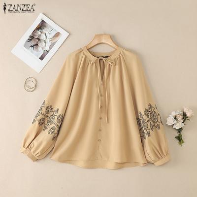 Camicetta casual da donna a maniche lunghe e scollo tondo