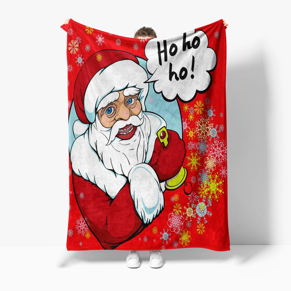 TU Festive Santa Claus Throw Blanket Cozy Christmas Decor Holiday Gift Home Decor Reversible Plush Warm Blanket Gift