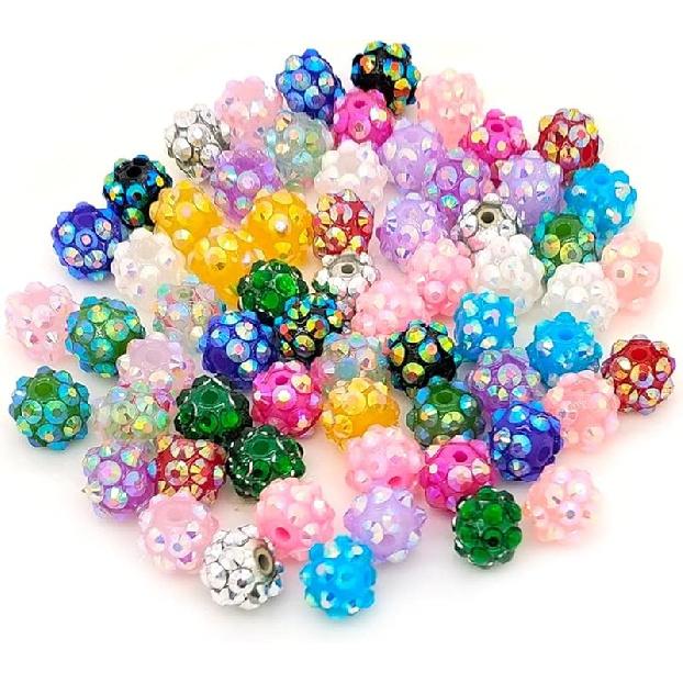 20mm, 16mm, 14mm, 12mm, 10mm Colorful Rhinestone Beads Round Spacer Beads for Jewelry Bracelet Necklace Pen Bag Chain Making Crafts Supplies (16mm
