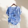 Popular women's printed retro cotton and linen top short-sleeved T-shirt women