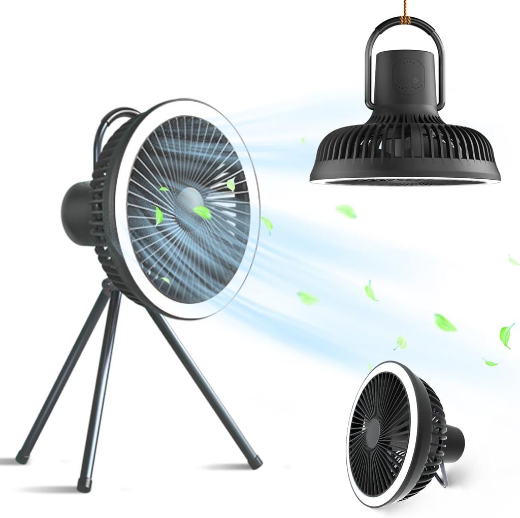 10000mAh/4000mAh Camping Fan Rechargeable Desktop Portable Circulator Wireless Ceiling Electric Fan with Power Bank LED Lighting