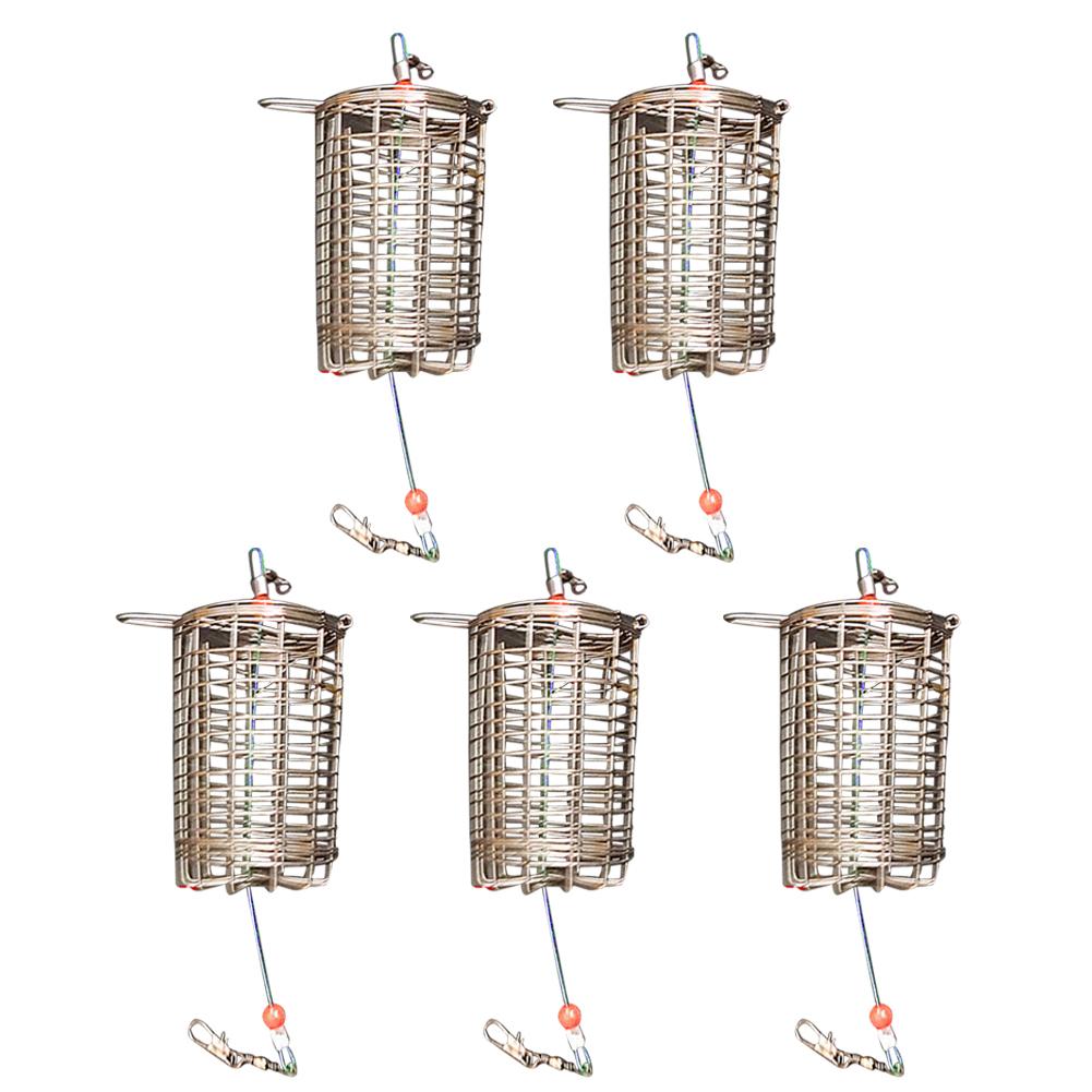 5Pcs Carp Lure Attracting Mesh Cage Stainless Steel Fishing Bait Cage Fishing Trap Nest Cage Fishing Accessories