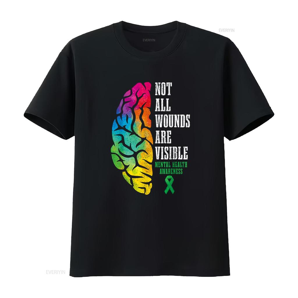 Mental Health Awareness Matters Not All Wounds Are Visible T Shirt vintage Washed designer clothes Versatile Breathable