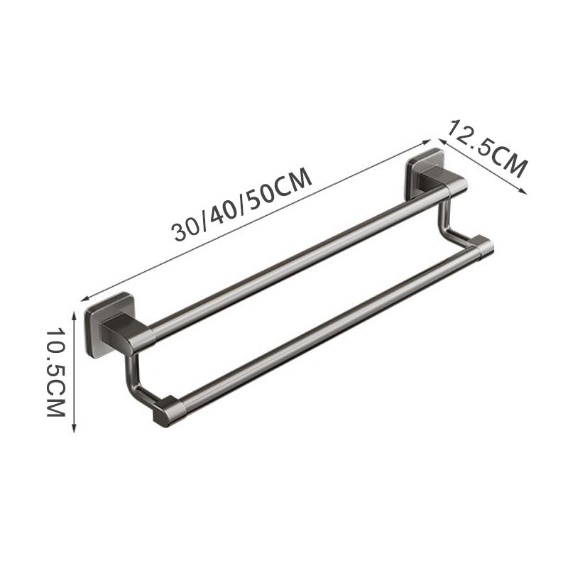 Towel Holder Self-adhesive Double Layer Bathroom Towel Rack No Drilling Towel Bar Kitchen Storage Rack Bathroom Organizer