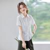 Women's Lace Patchwork Short Sleeve Collared Blouse